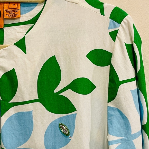 Rare Tory Burch Blue and Green Mirrored Tunic Blouse Top - Picture 4 of 16